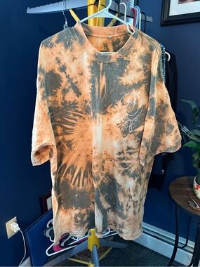 Gildan Orange and Black Tie-Dye Cotton Tee